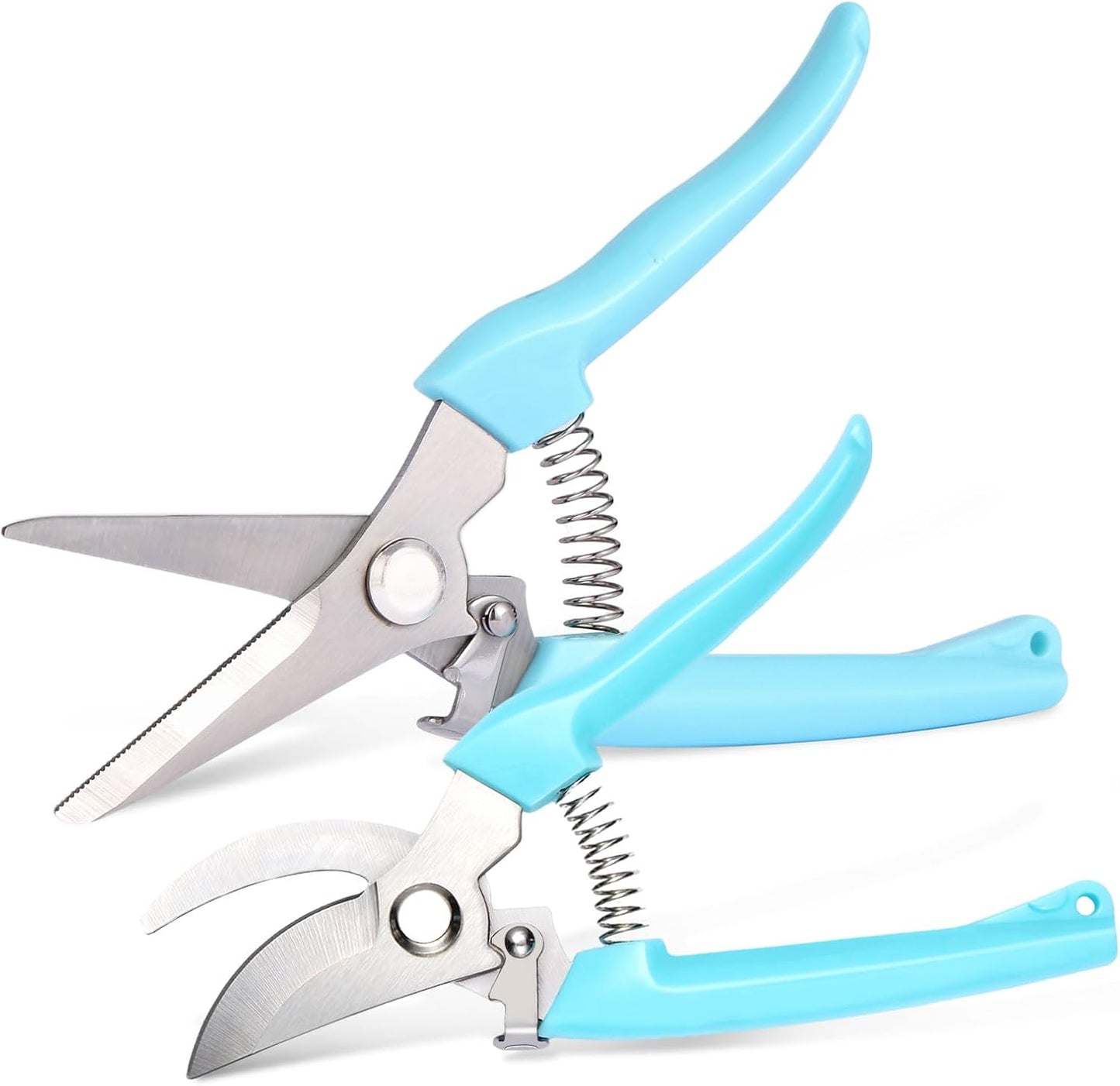 2 Pack Pruning Shears, Stainless Steel Garden Shears, Sharp Bypass & Straight Blade Garden Scissors, Comfortable Grip & Safety Lock for Pruning, Cutting and Fruit Picking
