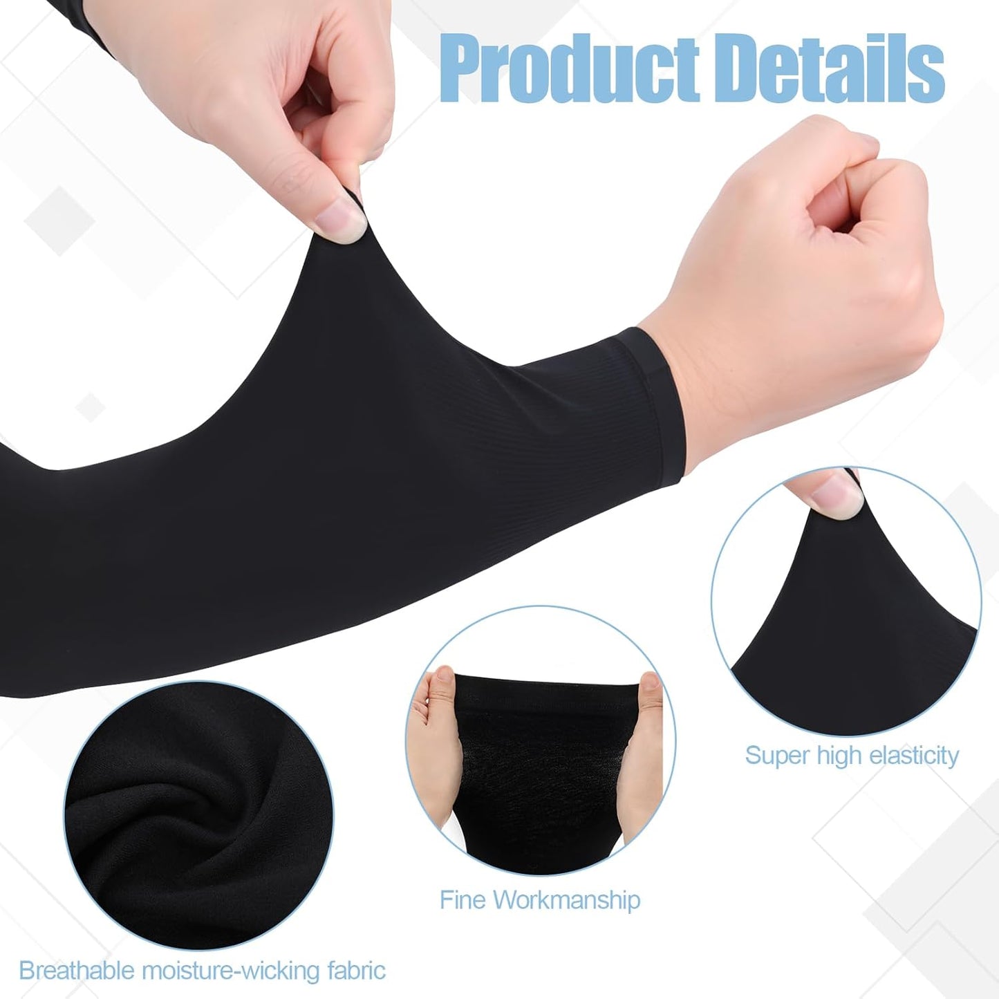 JATEBI 12 Pairs UV Protection Cooling Arm Sleeves for Men Women, Elderly Thin Skin Protector UPF 50+ Sun Forearm Cover