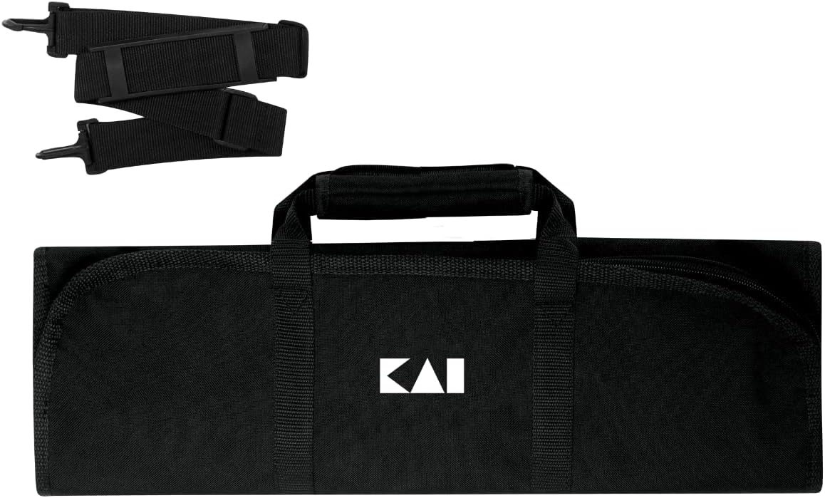 Kai Knife Roll, 8 Slot Kitchen Knife Holder, Carrying Case for Culinary Students and Professional Chefs, Sturdy Construction