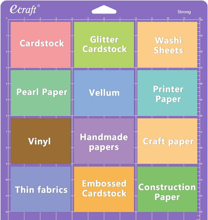 Ecraft 12x12 Cutting Mat 3-Pack, Strong/Standard/Light Adhesive, Compatible with Cricut Maker 3/Maker 4/Maker/Explore 3/4/Air 2/One, Variety Adhesive Sticky Cutting Mats Accessories