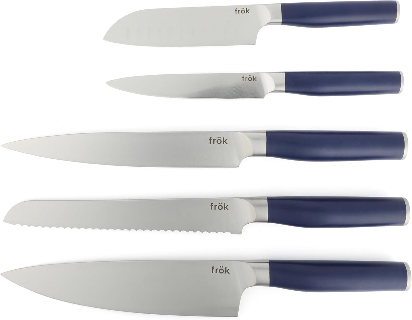 Frok 6 Piece German Steel Knife Set W/Magnetic Block - Green
