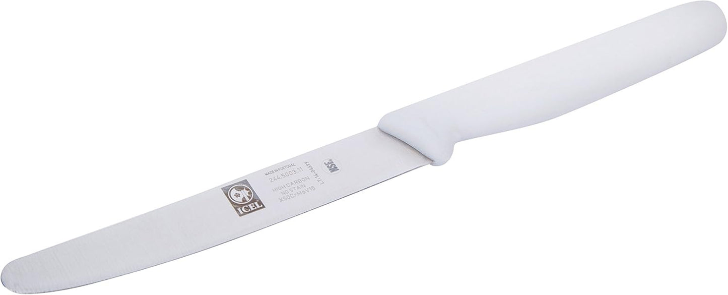 ICEL 4.25 Inch Straight Edge Round Tip Paring Knife, High Carbon German Stainless Steel Blade, Factory-Sharp Edge, Non-Slip Textured Blue Polypropylene Handle