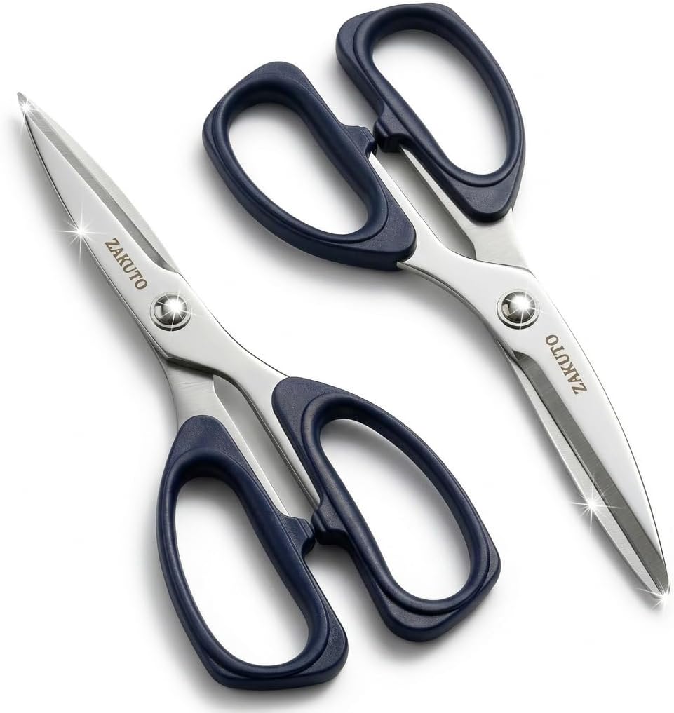 Kitchen Shears 2 Pack – Heavy Duty Stainless Steel Food Scissors for Meat, Poultry & Cooking, Sharp Multipurpose Kitchen Cutting Shears, Dishwasher Safe (6” & 8”)
