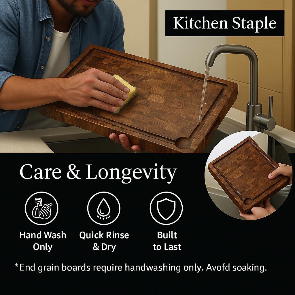 Cutting Board for Kitchen – Wood Cutting Board, Non Toxic Butcher Block, Cutting Boards with Juice Groove & Handles, Charcuterie Board – 11" x 17" x 1.75" (Pyrowood)