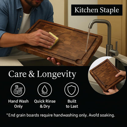 Cutting Board for Kitchen – Wood Cutting Board, Non Toxic Butcher Block, Cutting Boards with Juice Groove & Handles, Charcuterie Board – 11" x 17" x 1.75" (Pyrowood)