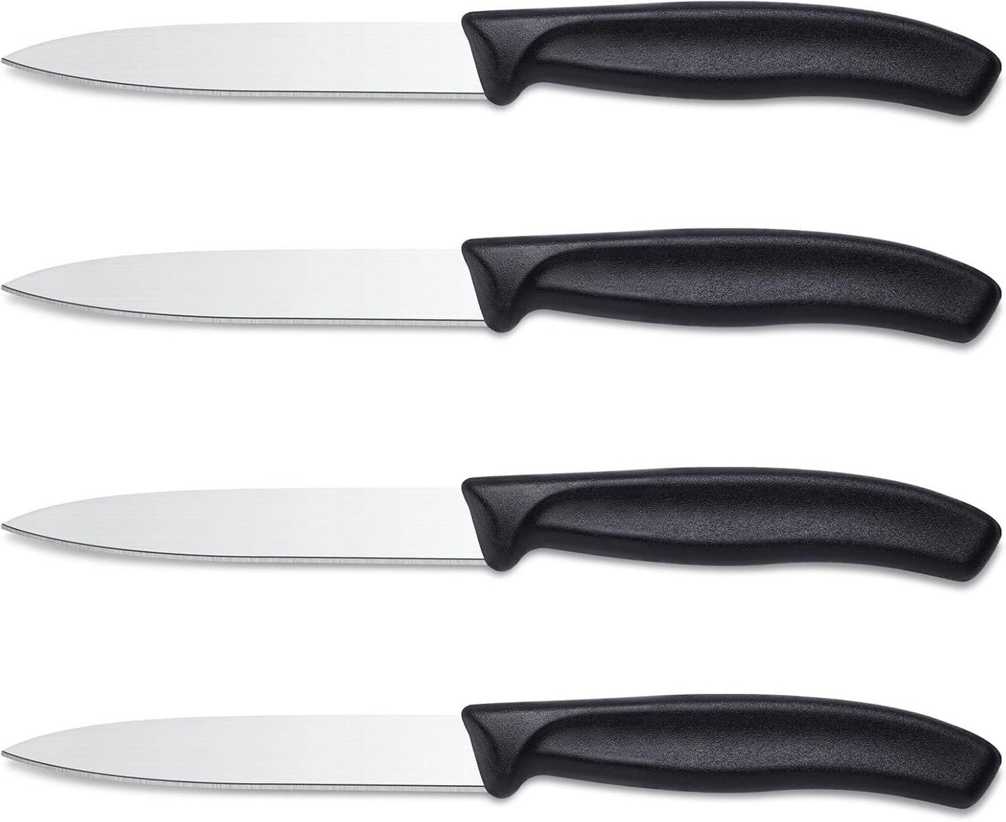 BEWOS 4-Piece Paring Knife Set - Paring Knives with Ergonomic Handle, 3.5 Inch Triple Rivet Paring Knives, Stainless Steel/Black Parers for Vegetable, Fruit & Kitchen Use