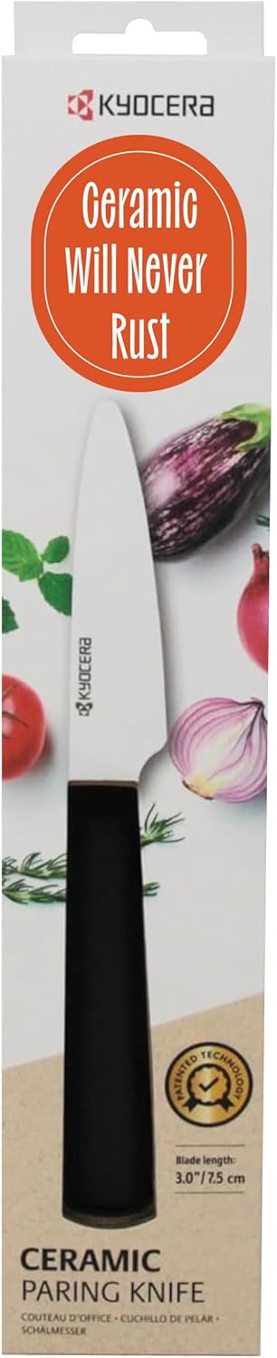 Kyocera 3-PC INNOVATIONwhite Red/White Ceramic Knife Set- 5.5" Santoku, 4.5" Utility and 3" Paring