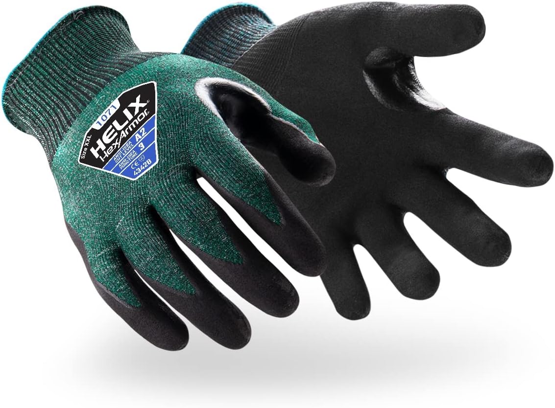 HexArmor Cut-Resistant Impact Protection Polyurethane Palm Knit Work Gloves | Helix® Core 3012