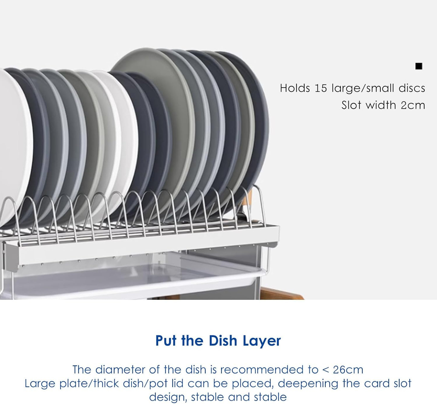 Stainless Steel Wall Mounted Dish Drying Rack, 2/3-Tier Kitchen Counter Organizer with Hooks, Chopsticks Cage and Knife Holder - Space Saving Dish Drainer and Utensils Shelf,A-1