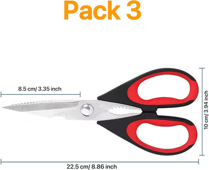 Magnificent Latest Heavy Duty Sharp Kitchen Scissors with Safety Cover and Gift, Multi-Function Kitchen Tool, Utility Kitchen Scissor, Shears for Poultry Fish Meat Vegetables Bone BBQ Nuts (RED)
