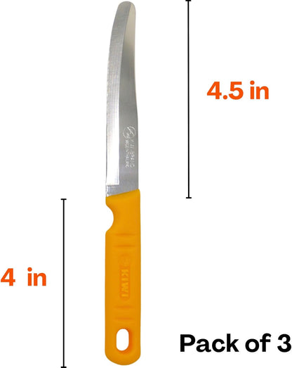 Round Tip Knife, Blunt Knife, Rounded Tip Knives for Cutting Fruit and Vegetable, Smooth Sharp Blade, Safety Knifes (Yellow)