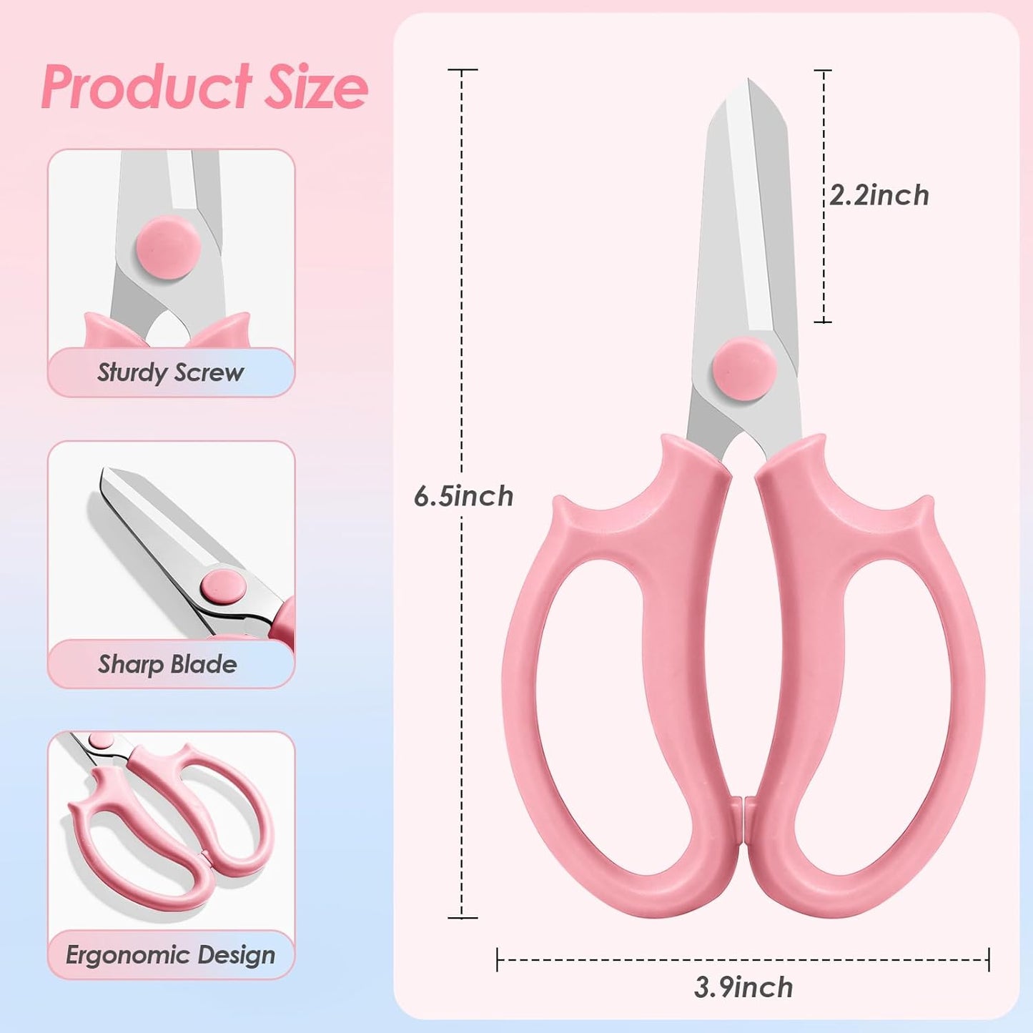4PCS Flower Scissors, Stainless Steel Floral Scissors, Garden Pruning Shears with Comfort Grip Handle, Perfect for Arranging Flowers, Pruning, Trimming Plants, Gardening Tool