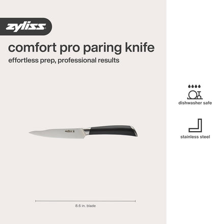 Zyliss Comfort Pro Chef's Knife - Ice Hardened Stainless Steel Kitchen Knife - Tarnish-Free and Rust-Resistant Kitchen Cutlery - Black/Stainless Steel - 8 inches