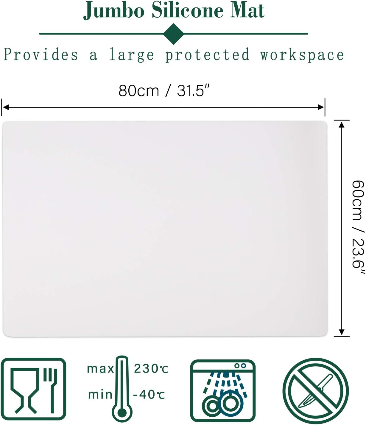 Gartful Extra Large Transparent Silicone Mat, Countertop Protector, 25.2 x 17.7 inches Silicone Sheet for Crafts Resin Jewelry Casting Mat Pad Nonstick Table Placemat