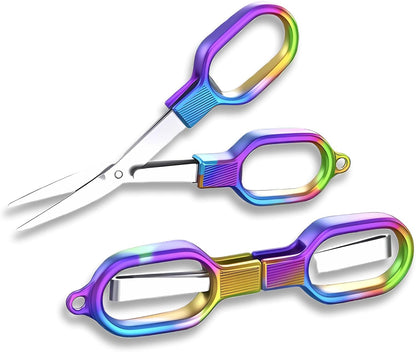 Folding Scissors, TSA Compliant & Portable, Compact, Safe Travel Scissors, Stainless Steel Retractable, 2 Pcs