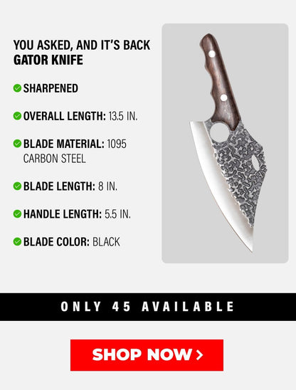 COOLINA Daozi 8" Butcher Knife, Hand-Forged High-Carbon Steel Cleaver for Heavy-Duty Meat Cutting, Slicing, Chopping, Brisket & BBQ, Full-Tang Forged Blade with Ergonomic Wood Handle