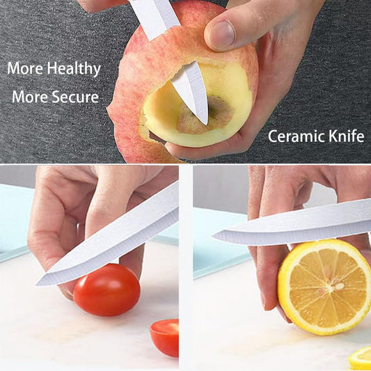 Paring Knives, Ultra Sharp Ceramic Knife, 4 Inches Large Blade, Safe Ceramic Rust-resistant Baby Knife, Healthy Fruit Knives, Used for Cutting Fruits, Meat Dishes, Cooked Food