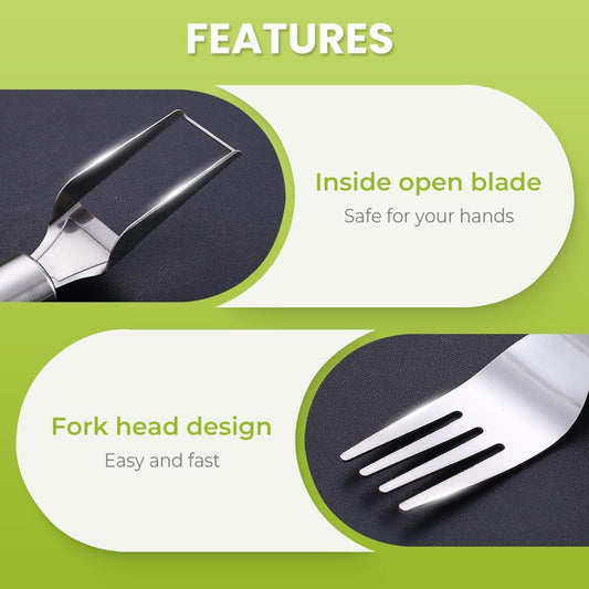 2 In 1 Stainless Steel Fruit Cutter, 2025 New Fork Stainless Steel Watermelon Cutter Slicer Tool, Upgrade Portable Dual Head Fruit Forks Slicer Fruit Cutter Watermelon Cutter (1)
