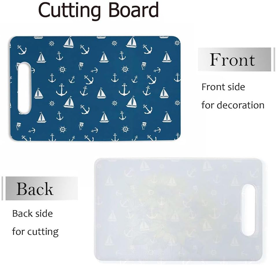 Coffee Set Cutting Board with Handles Coffee Maker Muffin Cup Flower Hot Drink Love Cutting Boards Plastic Safe Chopping Board for Kitchen 16" x 10" x 0.24"