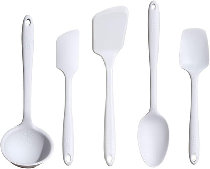 GIR: Get It Right 5 Piece Silicone Ultimate Kitchen Utensils Set - Ladle, Spatula, Flip, Spoon & Spoonula - Non-Toxic Cooking Utensils for Nonstick Cookware, Cooking and Baking - Red