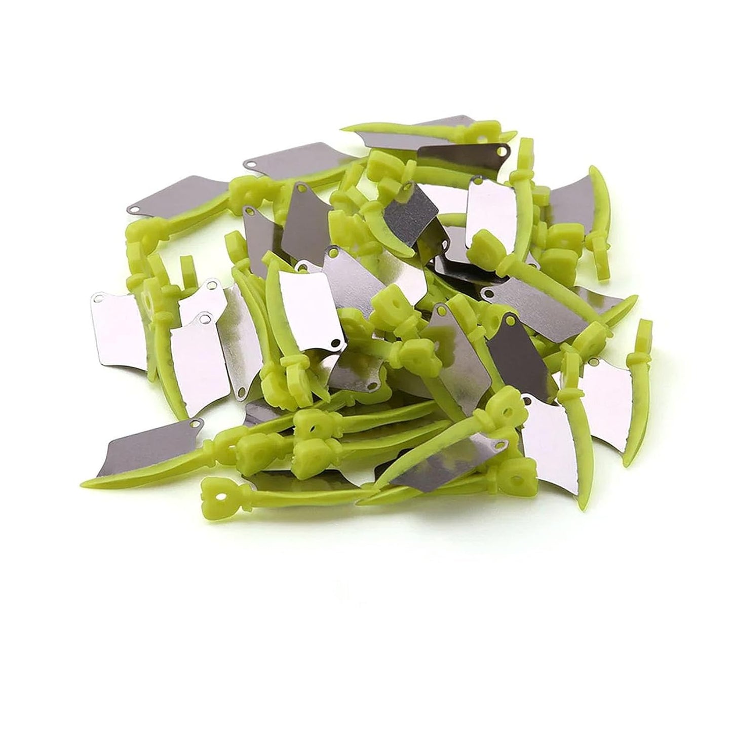 LA MIERE 40 Pcs/Box Dental Wedge Guard with Metal Plastic Knife Interproximal Plastic Wedge Stainless Steel Plate (Small, Green)