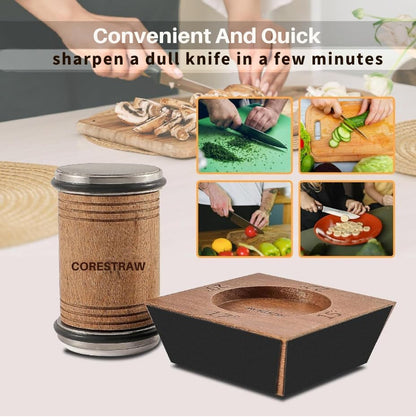 Rolling Knife Sharpener Kit – Multi-Angle Kitchen Knife Sharpening Tool for Razor Sharp Edges – Diamond Roller Sharpener with Magnetic Base – 15, 17, 20, & 22 Degrees