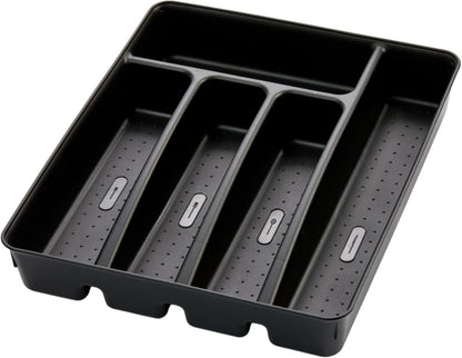 madesmart Silverware Tray, 5 Compartment Flatware Organizer for Forks, Knives & Spoons, Durable Drawer Organizer, Granite