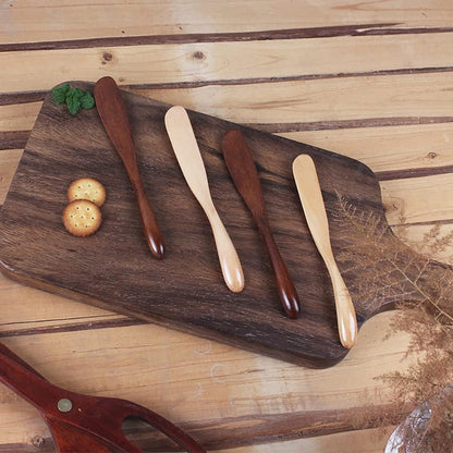 4 Pcs Wooden Butter Knife Cheese Spreader Wood Peanut Jelly Spreader Condiment Sandwich Knives Spatula Kitchen Utensils