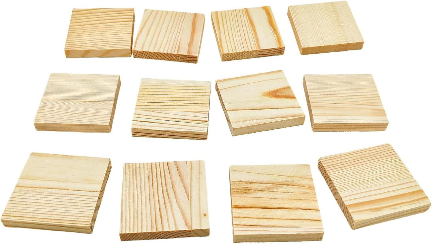 6PCS Unfinished Wood Square Blocks for Crafts, 6x6x1in Blank Wooden Squares Pine Wood Boards for Carving,DIY Wood Coasters,Painting & Burning
