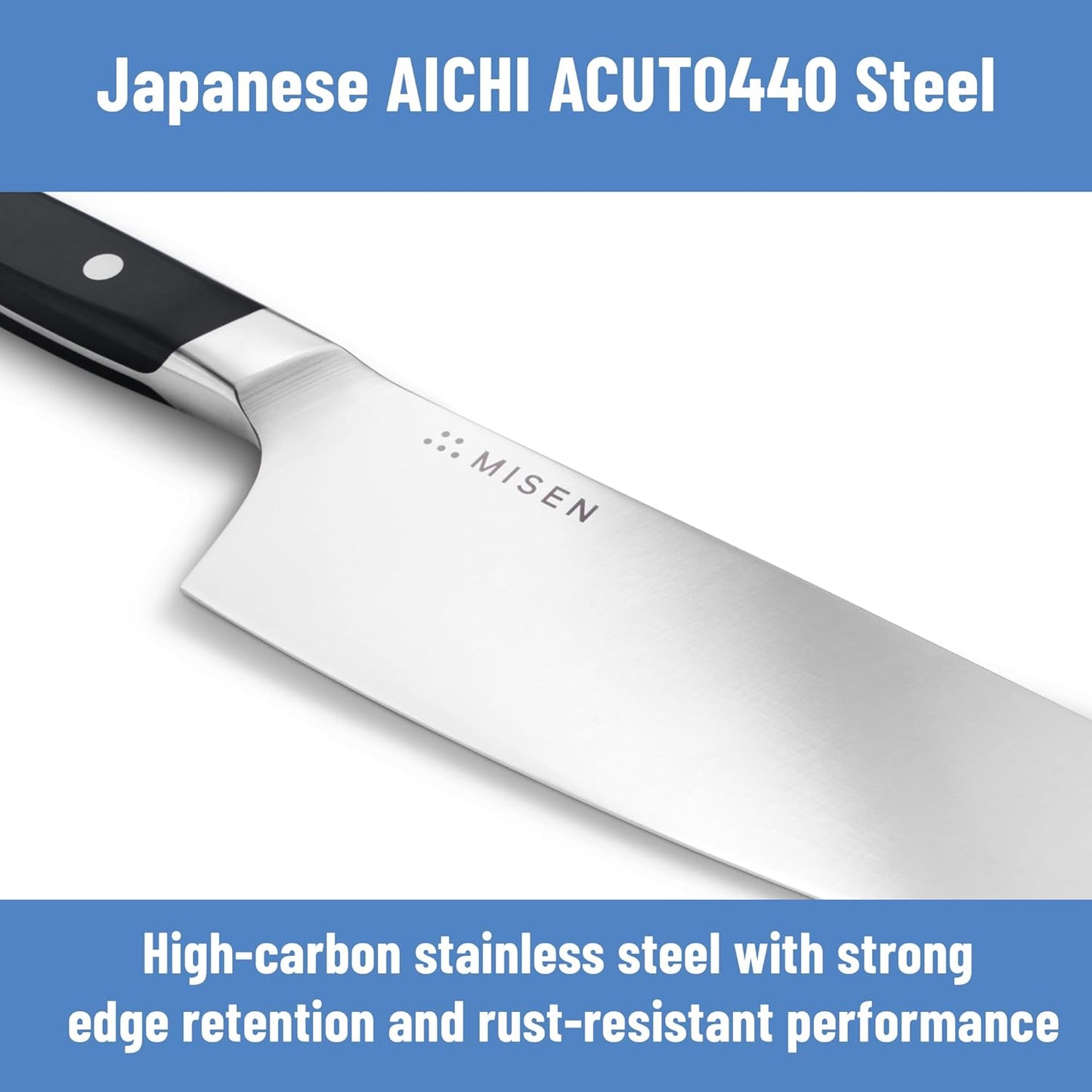 Misen 5.5” Nakiri Knife - Japanese Vegetable Knife, AICHI ACUTO440 High-Carbon Stainless Steel - Razor-Sharp 14° Edge - Compact, Rust-Resistant Kitchen Knife for Chopping, Slicing & Meal Prep - Blue