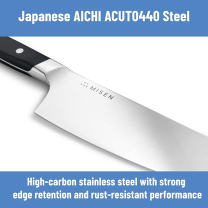 Misen 5.5” Nakiri Knife - Japanese Vegetable Knife, AICHI ACUTO440 High-Carbon Stainless Steel - Razor-Sharp 14° Edge - Compact, Rust-Resistant Kitchen Knife for Chopping, Slicing & Meal Prep - Blue