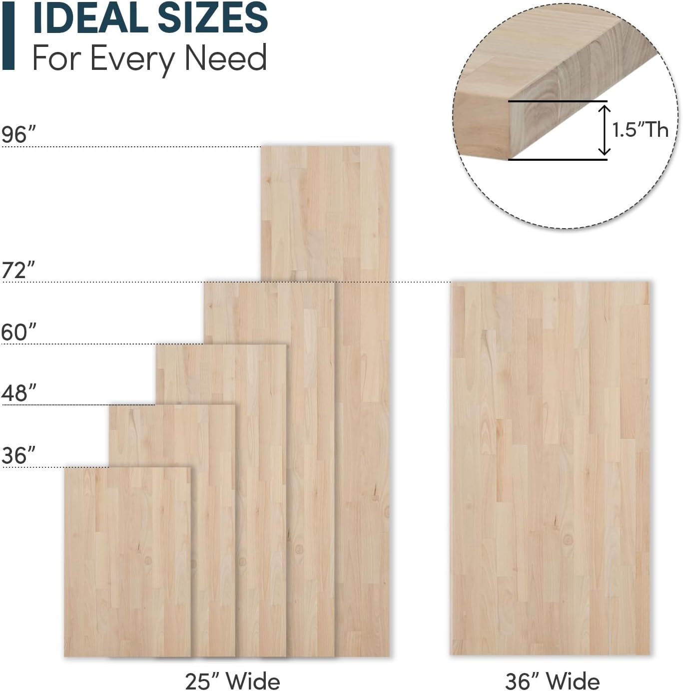 60''L x 25''W x 1.5''Th Acacia Premium Solid Wood Butcher Block Countertop, Butcher Block Table Top for DIY Washer Dryer/Island/Kitchen Countertop (Unfinished)