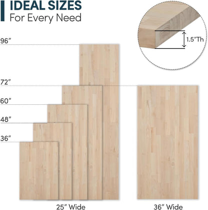 60''L x 25''W x 1.5''Th Acacia Premium Solid Wood Butcher Block Countertop, Butcher Block Table Top for DIY Washer Dryer/Island/Kitchen Countertop (Unfinished)