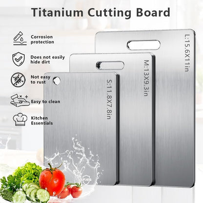 Titanium Cutting Board Set of 3, Titanium Cutting Boards for Kitchen, Non Toxic, Double-Sided Food Grade Chopping Board for Cutting Meat Vegetable Fruit, Outdoor Camping