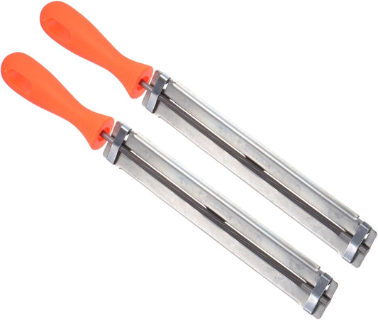 Chainsaw File Holder, 3/16" (4.8mm), Chrome Steel Round Sharpener Files with Angle Guides - (Applications: for Sharpening Chain Saws), 2pieces