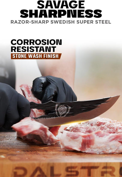 Dalstrong Curved Fillet Boning Knife 6”- Barbarian Series - Premium Swedish 14C28N High Carbon Stainless Steel - Black Brown Wood Handle Knife - Professional Fillet Knife- Sheath Included
