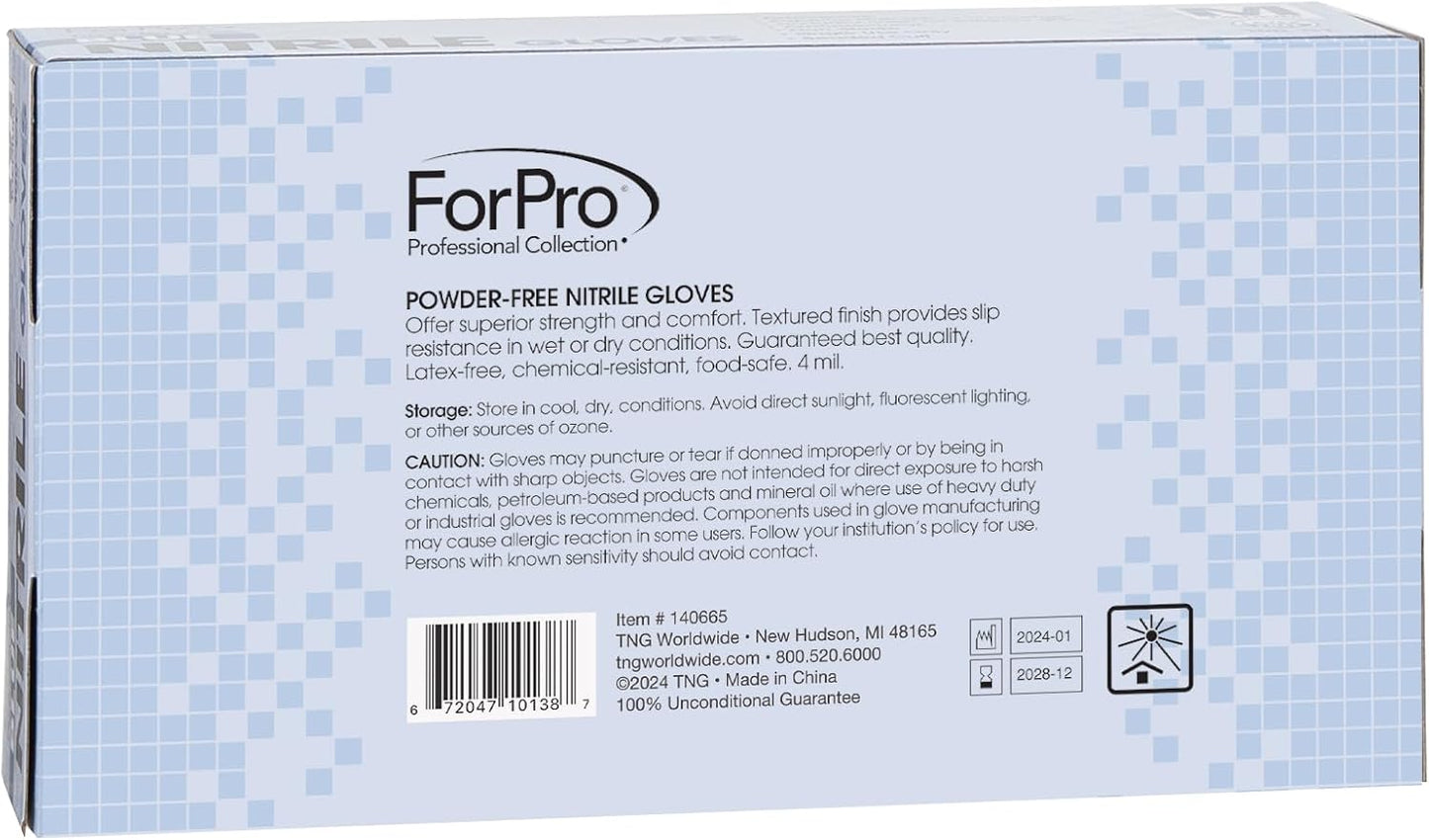 ForPro Disposable Nitrile Gloves, Chemical Resistant, Powder-Free, Latex-Free, Non-Sterile, Food Safe, 4 Mil