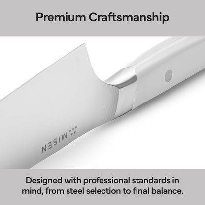 Misen 7.5" Santoku Knife - High Carbon Stainless Steel - Classic Japanese Chef Knife Design for Cutting, Slicing, and Chopping - Razor Sharp Japanese Style Kitchen Knife - White