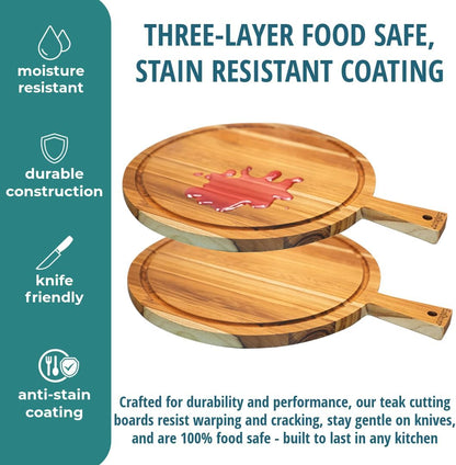 EcoDecors 18"x14" Extra Large Teak Cutting Board, Edge Grain Wood with Juice Groove & Handle, FSC Certified for Kitchen, Carving & Butcher Block Prep