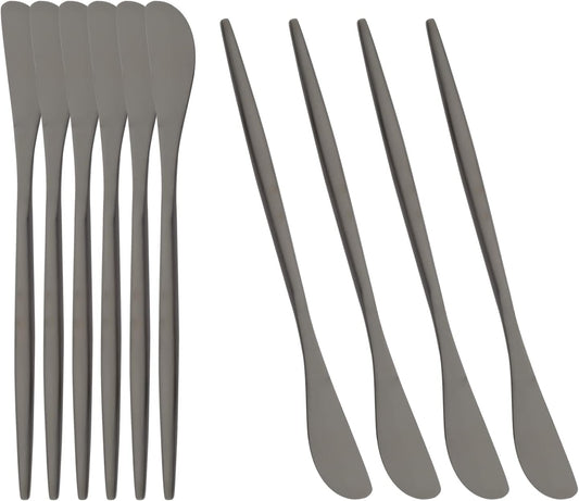 10 Pack Gold Cheese Spreader Knife, Uniturcky Stainless Steel Butter Spreader, 6.9 inches, Condiment Knives for Peanut Sandwich Cream Breakfast Dessert, Matte Serving Utensils