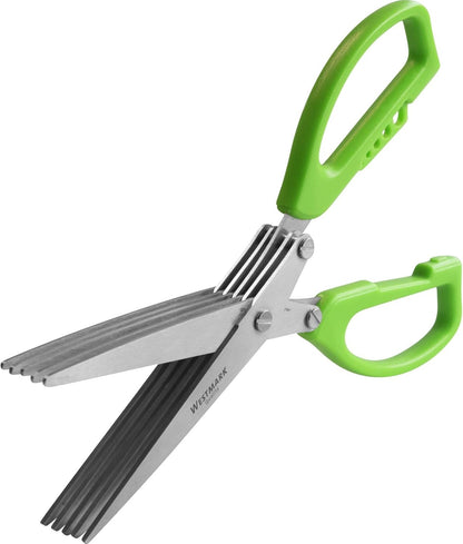 Westmark Germany Stainless Steel 5-Blade Herb Scissors with Cleaning Comb (Green)