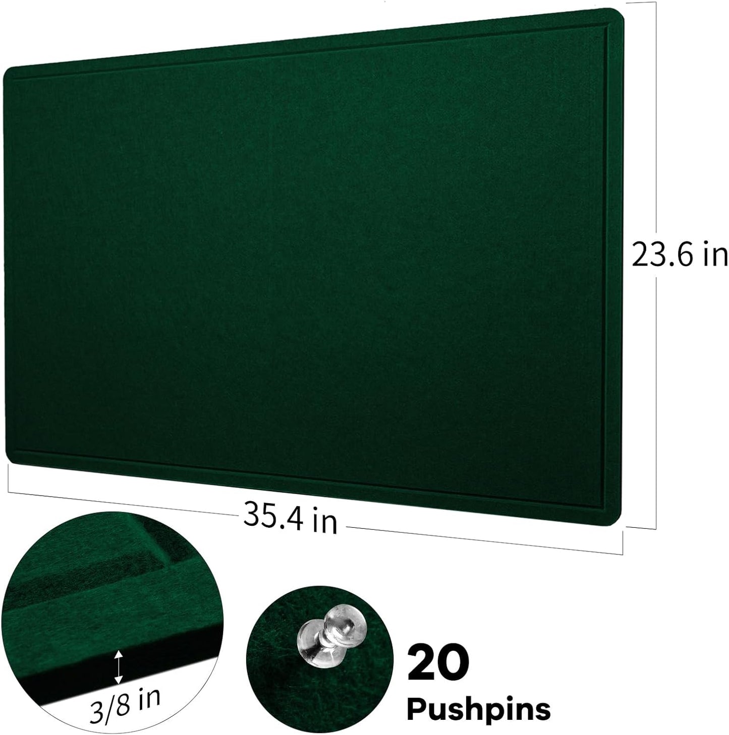 Lightomorrow Bulletin Board, 36 x 24 inches Felt Board - Decorative Pin Board, Cork Board Alternative for Wall, 3' x 2' Foldable Self-Adhesive Vision Board Prayer Board with 20 Pushpins - Black