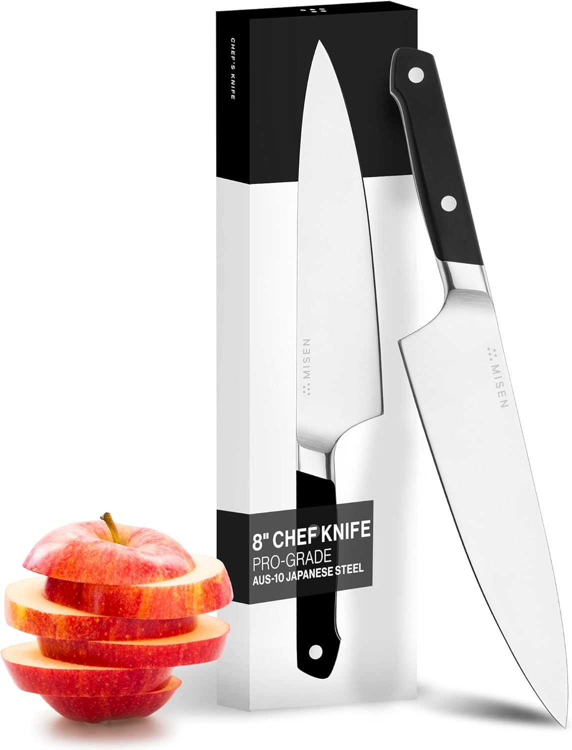 Misen 8" Chef Knife – High Carbon Japanese AUS-10 Stainless Steel – Hybrid German & Japanese Blade – Precision Kitchen Knife for Professionals & Home Cooks – Ultimate Cutting Performance - Green
