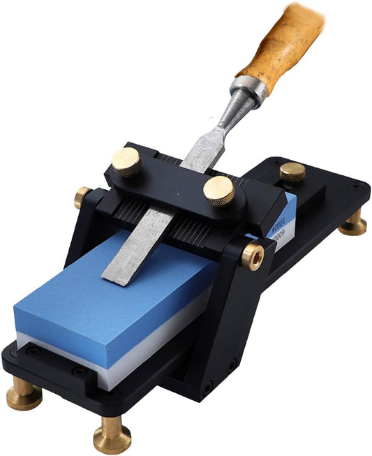 Chisel Sharpening Jig with Fixed Angle Sharpening System,Anodized Aluminum Honing Guide & Dual-Sided Whetstones (1000/6000 Grit) for Woodworking Tools, Planer Blades and Carving Knives