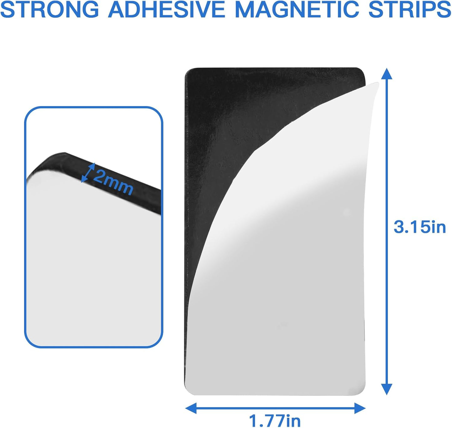 Magnetic Strips with Adhesive Backing, Strong Magnetic Tape Flat Rubber Magnet Strip, Sticky Magnet Strips for Most Surfaces, Refrigerator Whiteboard Dry Erase Board (80 x 45 x 2 mm, 5 pcs)