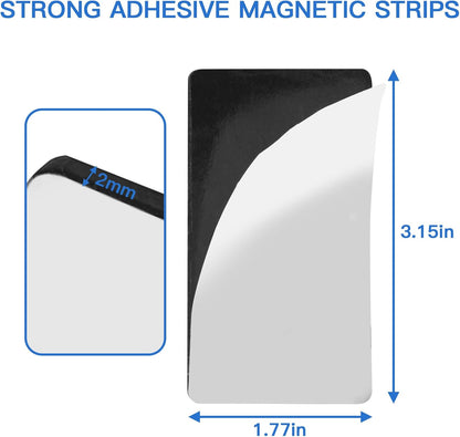 Magnetic Strips with Adhesive Backing, Strong Magnetic Tape Flat Rubber Magnet Strip, Sticky Magnet Strips for Most Surfaces, Refrigerator Whiteboard Dry Erase Board (80 x 45 x 2 mm, 5 pcs)