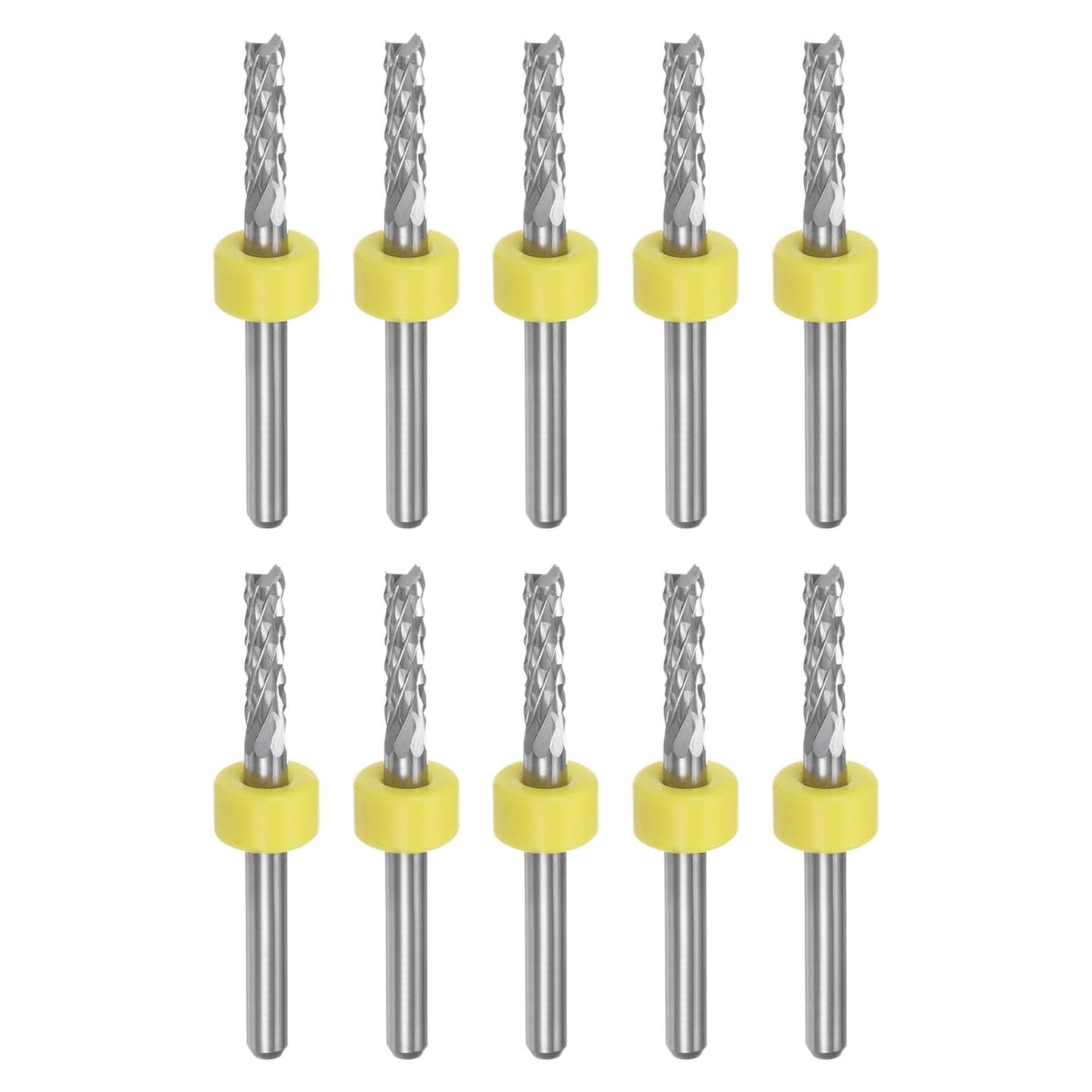 HARFINGTON 10pcs End Mill Bits 0.8mm Solid Carbide CNC Router Bits Engraving Cutter Tools for PCB Circuit Board Milling Machine Wood Carving, 1/8" Straight Shank