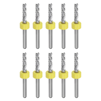 HARFINGTON 10pcs End Mill Bits 0.8mm Solid Carbide CNC Router Bits Engraving Cutter Tools for PCB Circuit Board Milling Machine Wood Carving, 1/8" Straight Shank