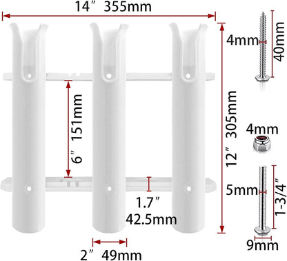ISURE MARINE Fishing Rod Holder Bracket Wall Mounted Boat Side Mount Tool Holder Tube Links with Screws 2/3/4/6 Pole Tube (White/Black)