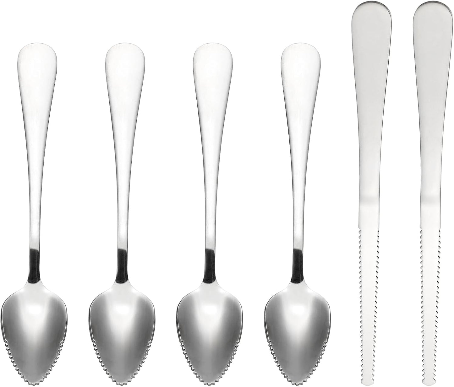 PATIKIL 4PCS Grapefruit-Spoons with Serrated Edge, Grapefruit-Spoons Serrated, Silver, 2 Set
